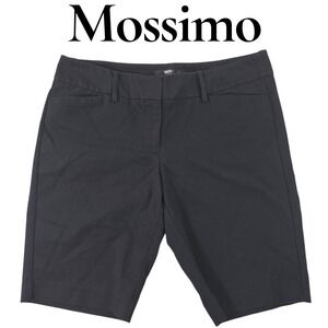 Mossimo Bermuda Shorts Women 10 Black Cotton Blend Stretch Mid Rise Classic Chic